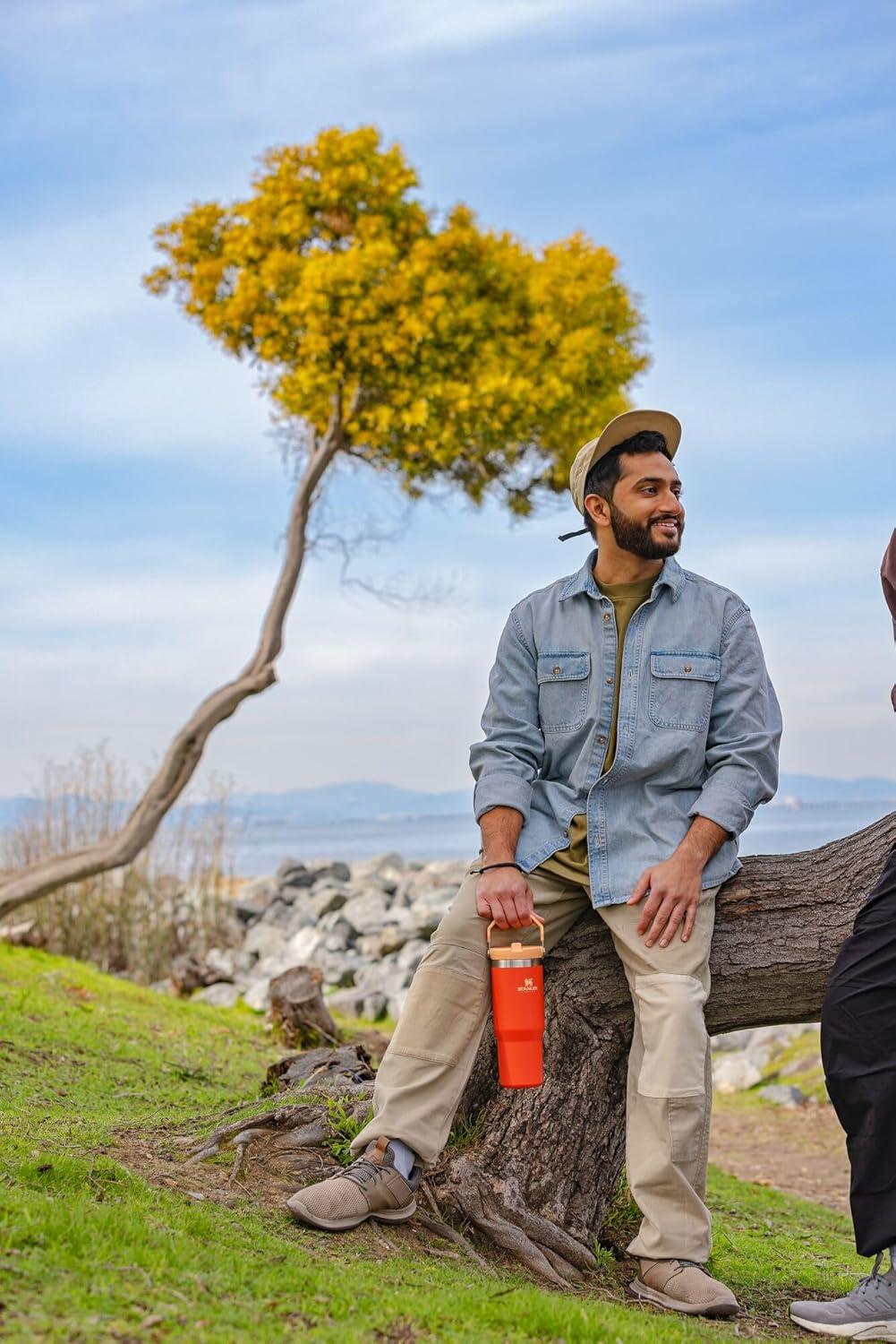 imageSTANLEY IceFlow 20 Flip Straw Tumbler with Handle 30 oz Twist On Lid and Flip Up Straw Leak Resistant Water Bottle Insulated Stainless Steel BPAFree HydrangeaTigerlily