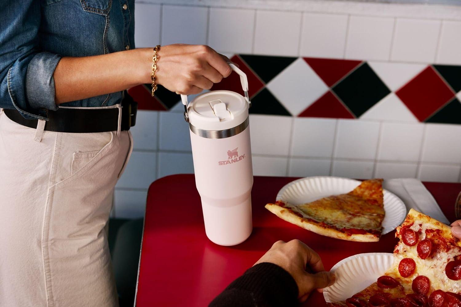 imageSTANLEY IceFlow 20 Flip Straw Tumbler with Handle 30 oz Twist On Lid and Flip Up Straw Leak Resistant Water Bottle Insulated Stainless Steel BPAFree HydrangeaDew Drop