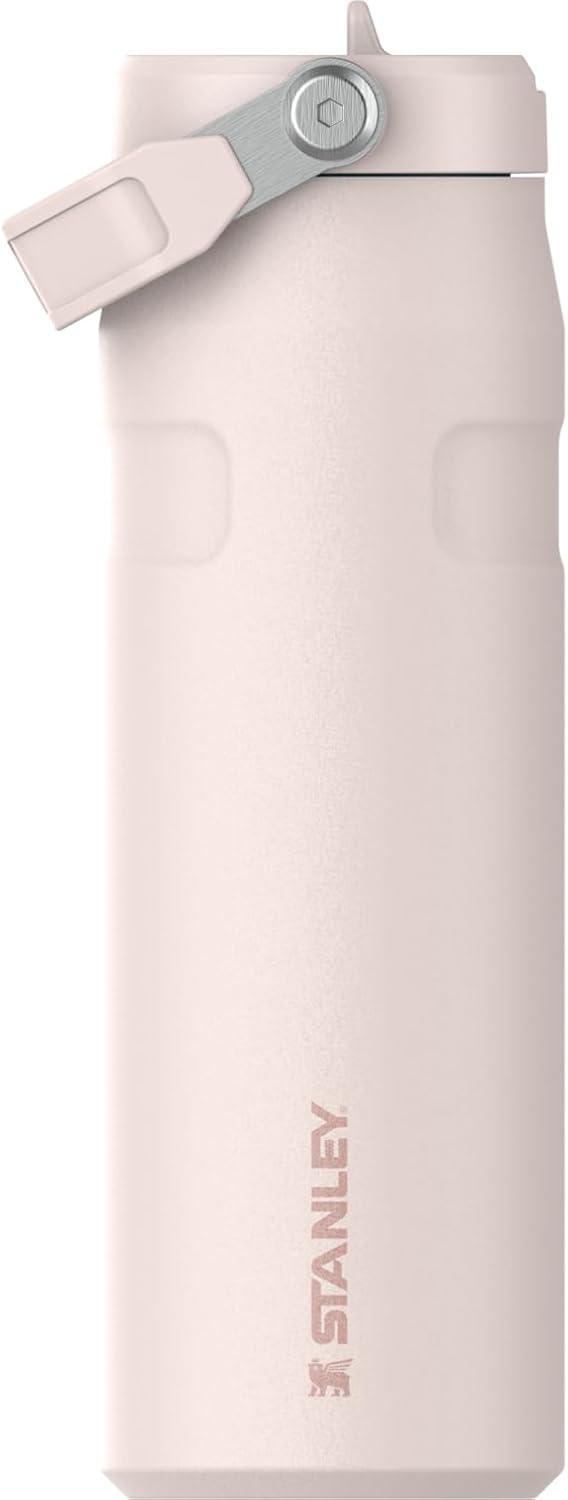 imageSTANLEY IceFlow Flip Straw 20 Water Bottle 24 OZ BuiltIn Straw with Larger Opening Lightweight ampamp LeakResistant Insulated Stainless Steel BPAFree Black 20Rose Quartz
