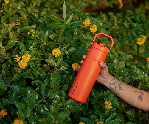 imageSTANLEY IceFlow Flip Straw 20 Water Bottle 24 OZ BuiltIn Straw with Larger Opening Lightweight ampamp LeakResistant Insulated Stainless Steel BPAFree Black 20Tigerlily Plum