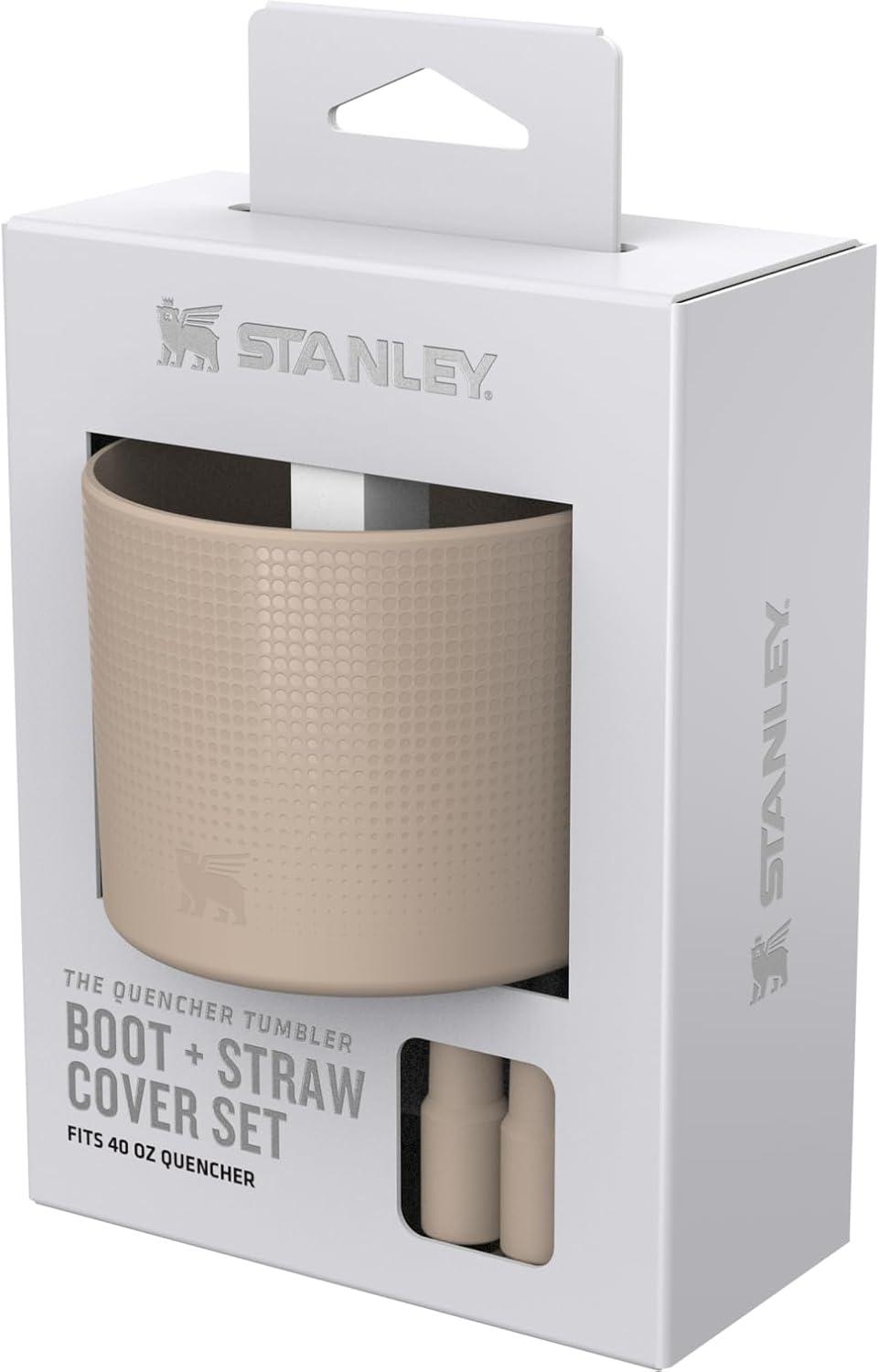 imageSTANLEY Quencher Boot and Straw Cover Cap AntiSlip Silicone Protector for Tumbler with Handle Accessory Set for Stainless Steel Drinking Cup BPAFreeSand