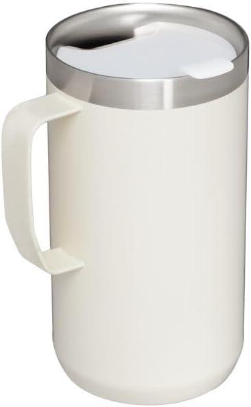 imageSTANLEY StayHot Camp Mug 24 oz Press Fit Drink Through Lid Cup for Coffee Tea and Drinks Insulated Stainless Steel Coffee Mug BPAFree Cream Gloss