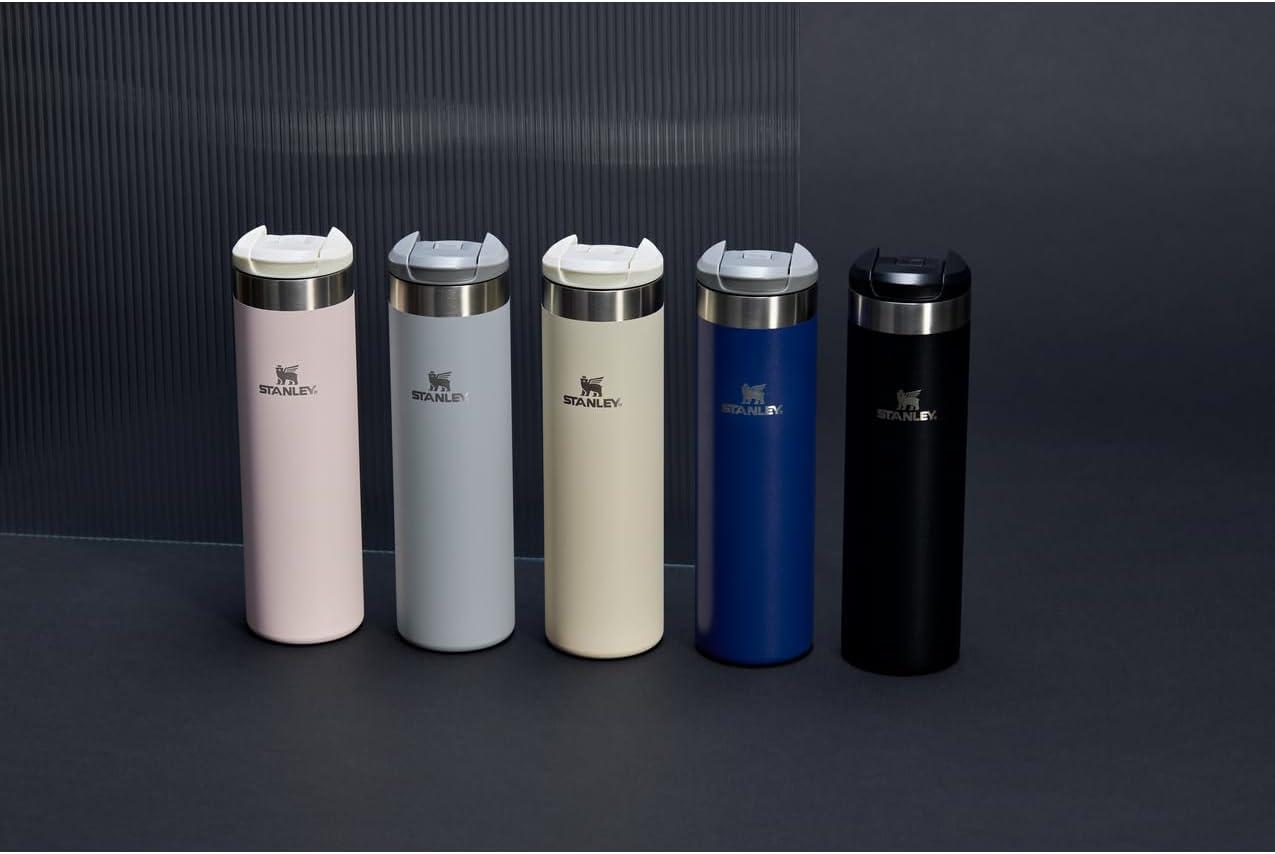 imageStanley AeroLight Transit Bottle 20 oz Locking Drink Through Lid Leak Resistant Water Bottle or Coffee Travel Mug Lightweight Insulated Stainless Steel BPAFree Rose QuartzShale