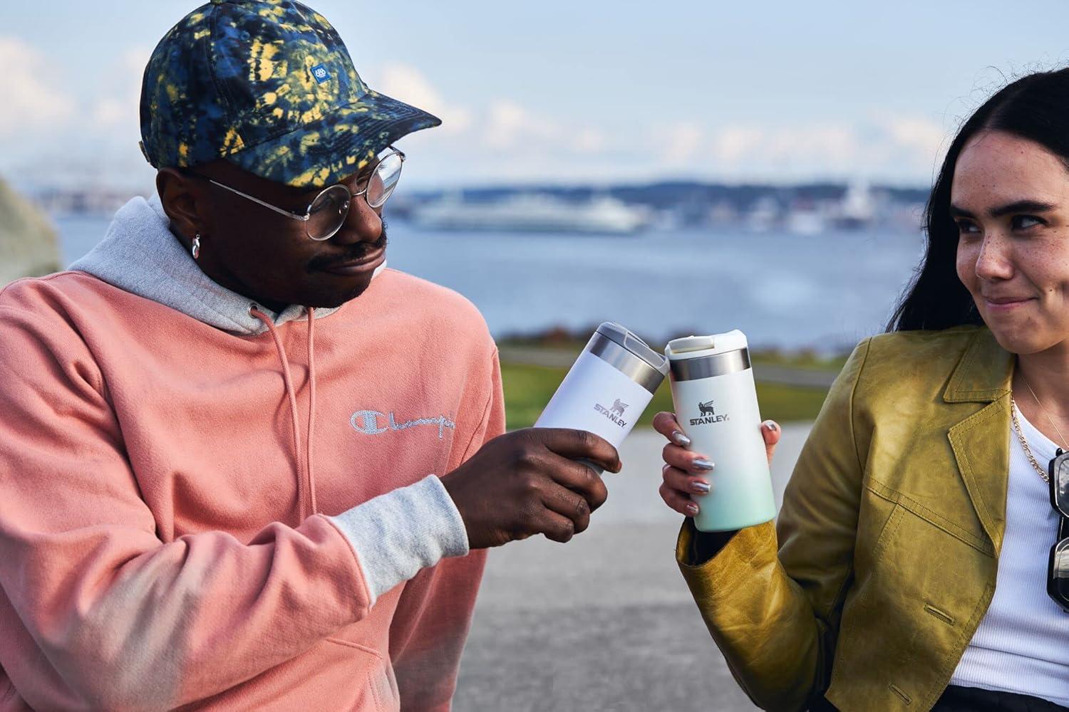 imageStanley AeroLight Transit Bottle 20 oz Locking Drink Through Lid Leak Resistant Water Bottle or Coffee Travel Mug Lightweight Insulated Stainless Steel BPAFree Rose QuartzCloud