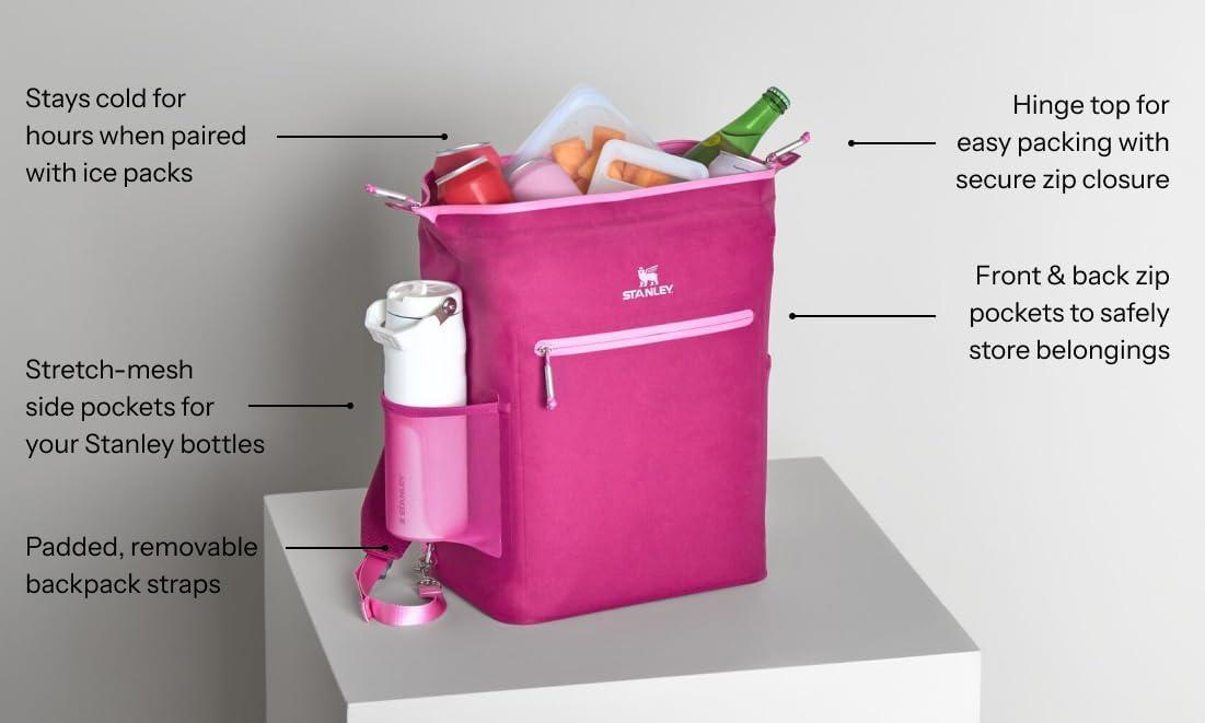 imageStanley All Day Madeleine Backpack Soft Cooler 20 Can Cooler with Handle and Shoulder Straps Insulated Travel Bag with Zipper BPAFreeRose Quartz