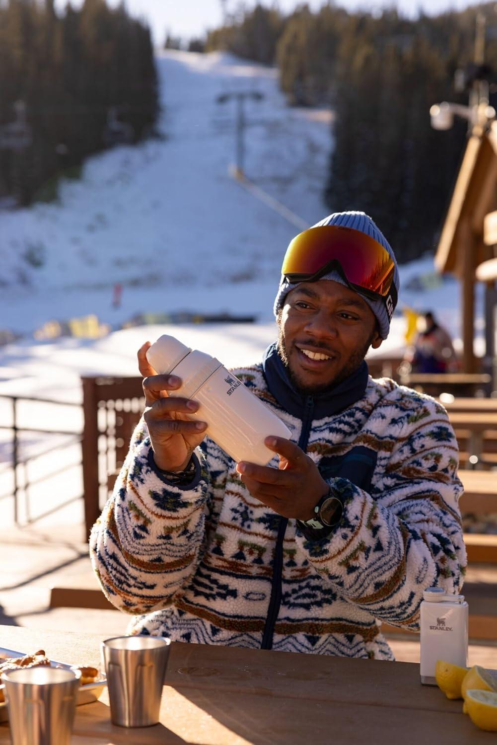 imageStanley Happy Hour Cocktail Shaker Set 20 oz Bartender Kit for Camping and Travel Cocktail Drink Mixing Set with 2 Cups Insulated Stainless Steel BPAFree Black 20Cream Gloss