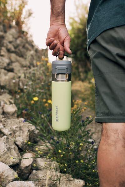 imageStanley Quick Flip GO Water Bottle 24 oz Push Button Lid Leakproof and Packable for Travel and Sports Insulated Stainless Steel BPAFree AzurePomelo