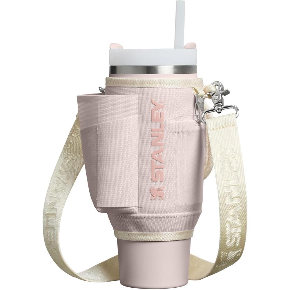 imageSTANLEY All Day Quencher Carry All for 40 oz Tumbler with Handle  Crossbody Bag with Phone Holder Pocket Card Sleeve ampamp Detachable Strap  Water Bottle Carrier Bag  BPAFree Rose Quartz