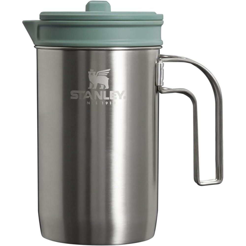 imageSTANLEY All In One French Press Coffee Maker 32 oz 5 Minute Brew 4 Hours Hot Mesh Filter for Coffee Grounds Insulated Stainless Steel French Press BPAFree StainlessStainless Steel Shale