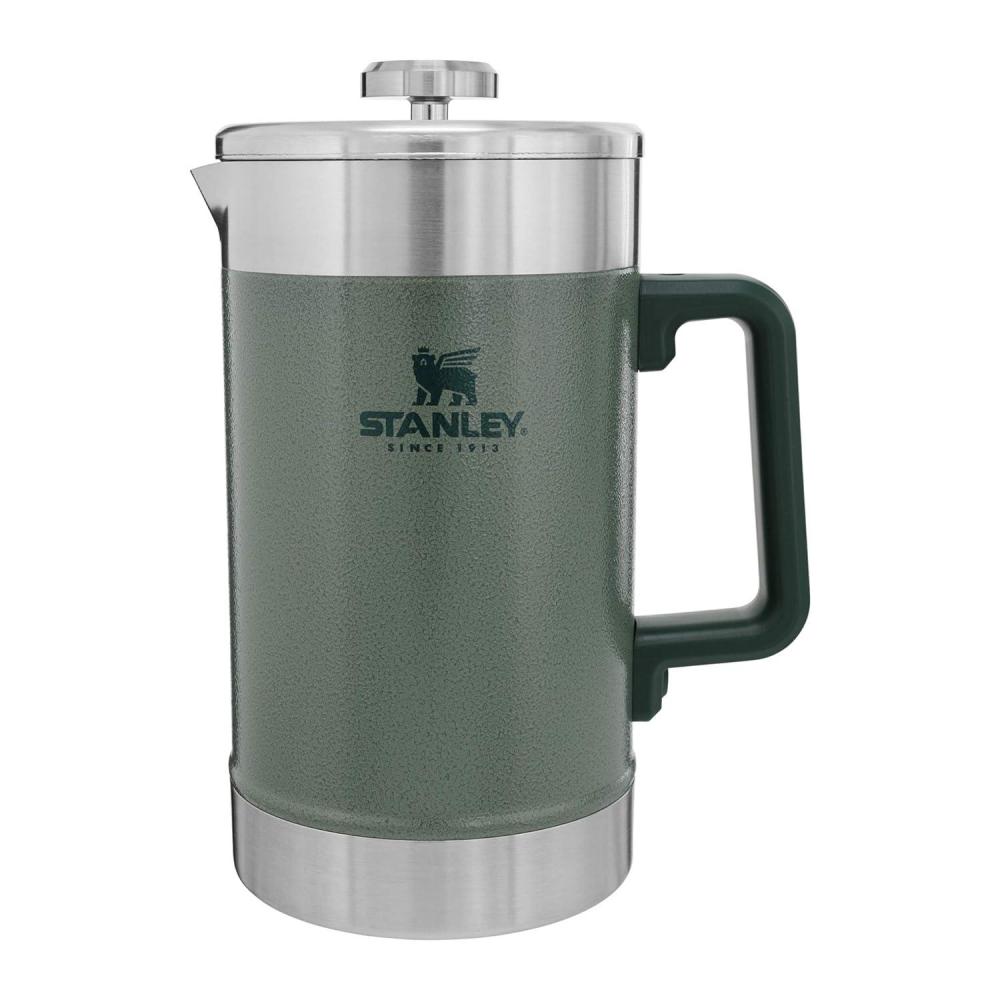 imageSTANLEY Classic StayHot French Press Coffee Maker 48 oz  5 Minute Brew 4 Hours Hot  Mesh Filter for Coffee Grounds  Insulated Stainless Steel French Press  BPAFree  Hammertone GreenHammertone Green