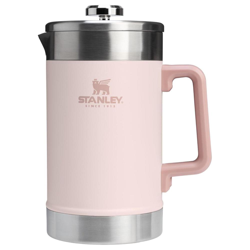 imageSTANLEY Classic StayHot French Press Coffee Maker 48 oz  5 Minute Brew 4 Hours Hot  Mesh Filter for Coffee Grounds  Insulated Stainless Steel French Press  BPAFree  Hammertone GreenRose Quartz