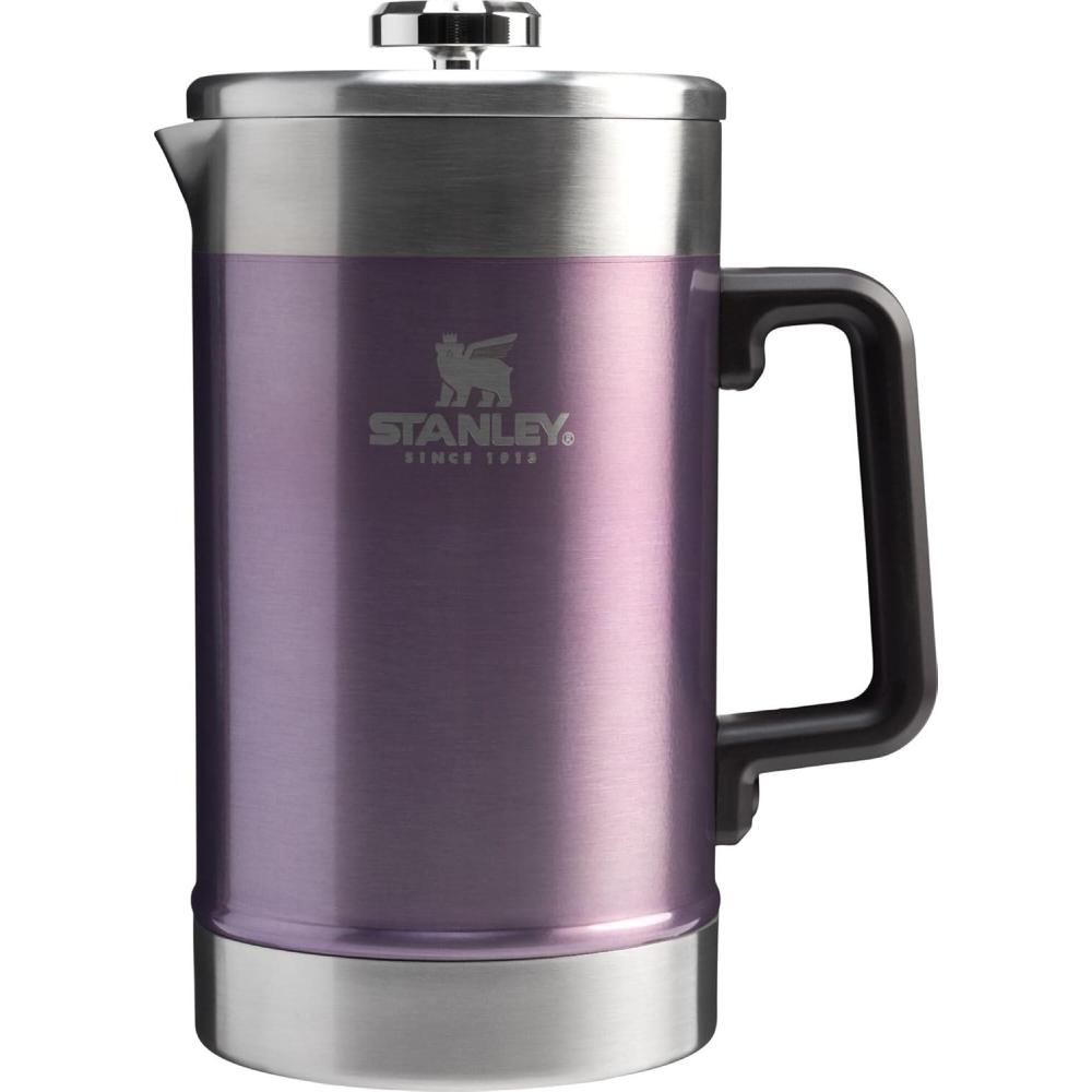 imageSTANLEY Classic StayHot French Press Coffee Maker 48 oz  5 Minute Brew 4 Hours Hot  Mesh Filter for Coffee Grounds  Insulated Stainless Steel French Press  BPAFree  Hammertone GreenWisteria Shine
