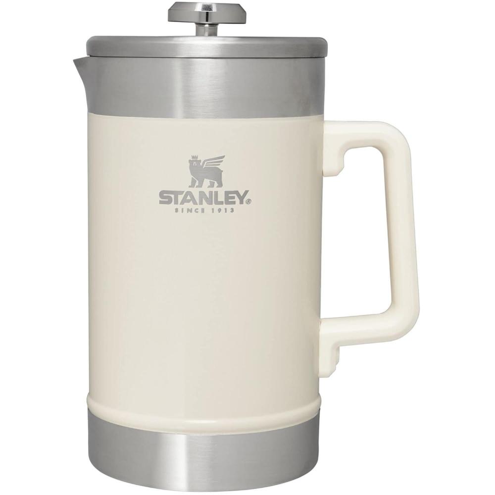 imageSTANLEY Classic StayHot French Press Coffee Maker 48 oz  5 Minute Brew 4 Hours Hot  Mesh Filter for Coffee Grounds  Insulated Stainless Steel French Press  BPAFree  Hammertone GreenCream Gloss