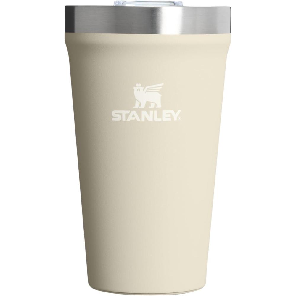 imageSTANLEY Everyday Tumbler 16 oz Press Fit Drink Through Lid Beverage Coffee and Cocktail Cup Insulated Stainless Steel Wine Glass BPAFree Twilight Gold PVDToasted Almond