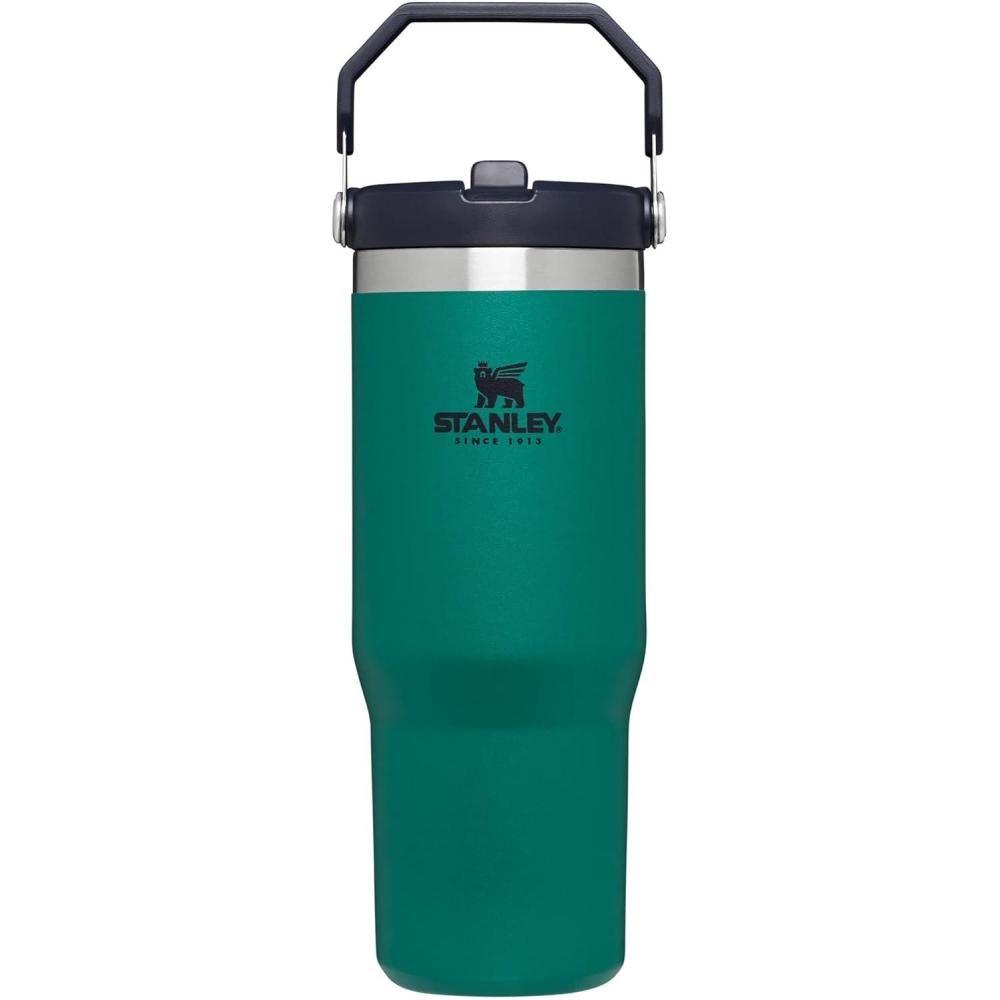 imageSTANLEY IceFlow 20 Flip Straw Tumbler with Handle 30 oz Twist On Lid and Flip Up Straw Leak Resistant Water Bottle Insulated Stainless Steel BPAFree HydrangeaTidepool