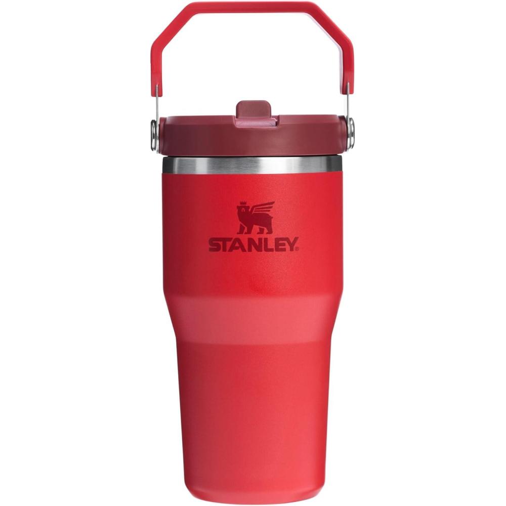 imageSTANLEY IceFlow 20 Flip Straw Tumbler with Handle 30 oz Twist On Lid and Flip Up Straw Leak Resistant Water Bottle Insulated Stainless Steel BPAFree HydrangeaChili Red