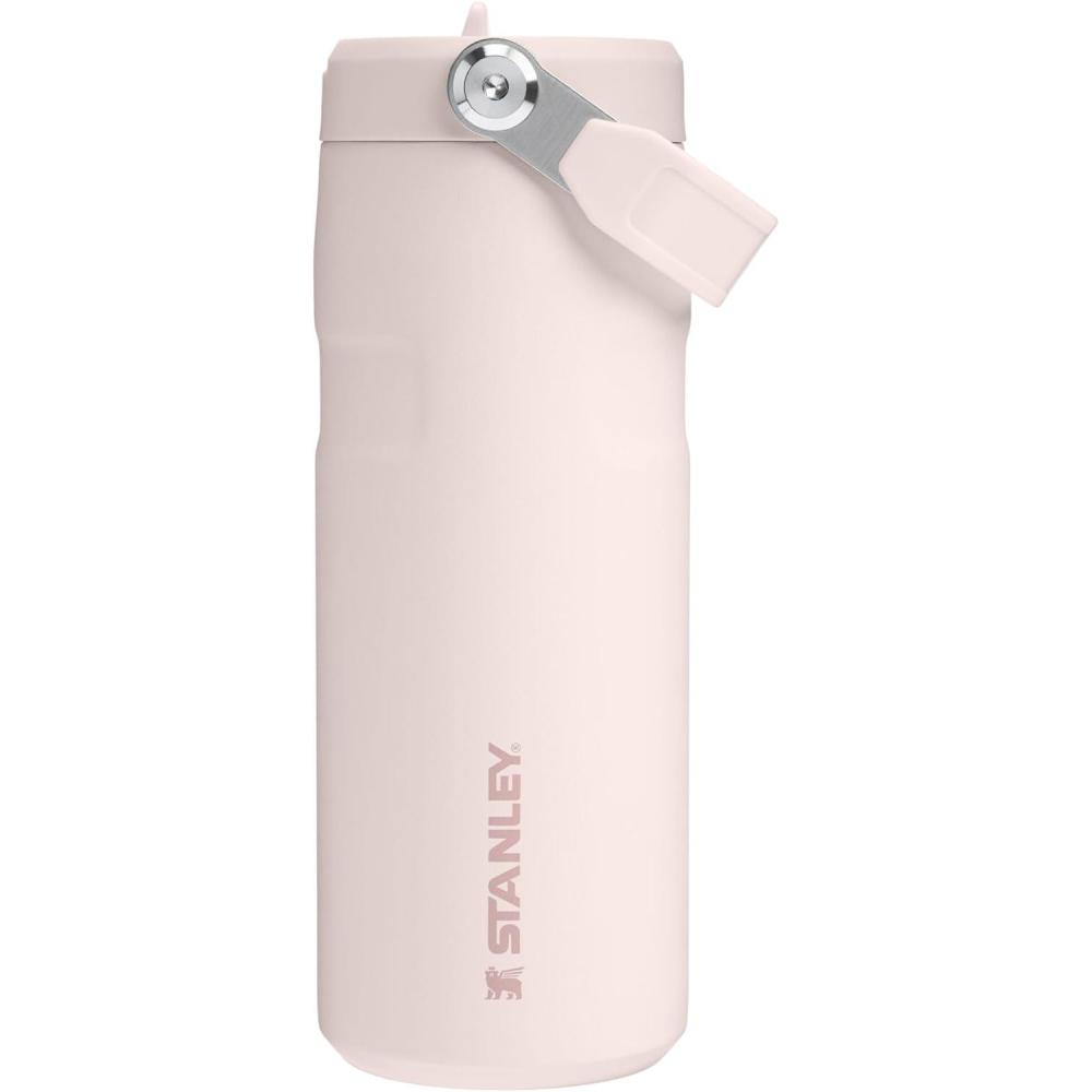 imageSTANLEY IceFlow Flip Straw 20 Water Bottle 24 OZ  BuiltIn Straw with Larger Opening  Lightweight ampamp LeakResistant  Insulated Stainless Steel  BPAFree  Black 20Rose Quartz