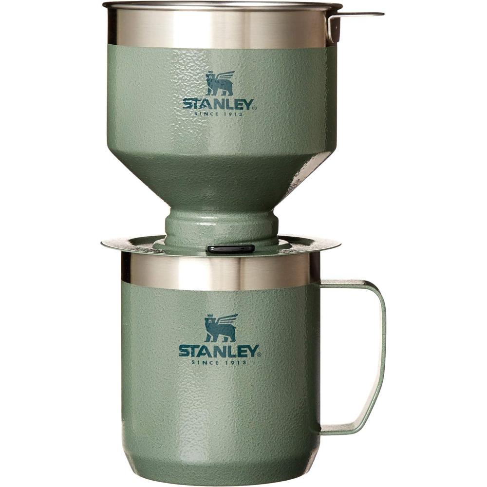 imageSTANLEY Perfect Brew Pour Over Set  12 oz Camp Mug with Lid Included  Drip Coffee Maker with Reusable Filter  Insulated Stainless Steel  BPAFree  Hammertone GreenHammertone Green
