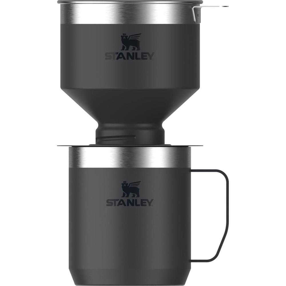 imageSTANLEY Perfect Brew Pour Over Set 12 oz Camp Mug with Lid Included Drip Coffee Maker with Reusable Filter Insulated Stainless Steel BPAFree Hammertone GreenBlack 20