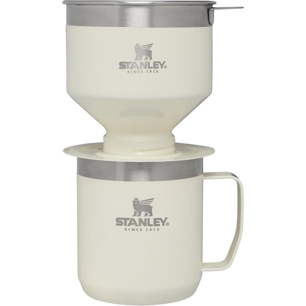 imageSTANLEY Perfect Brew Pour Over Set  12 oz Camp Mug with Lid Included  Drip Coffee Maker with Reusable Filter  Insulated Stainless Steel  BPAFree  Hammertone GreenCream Gloss