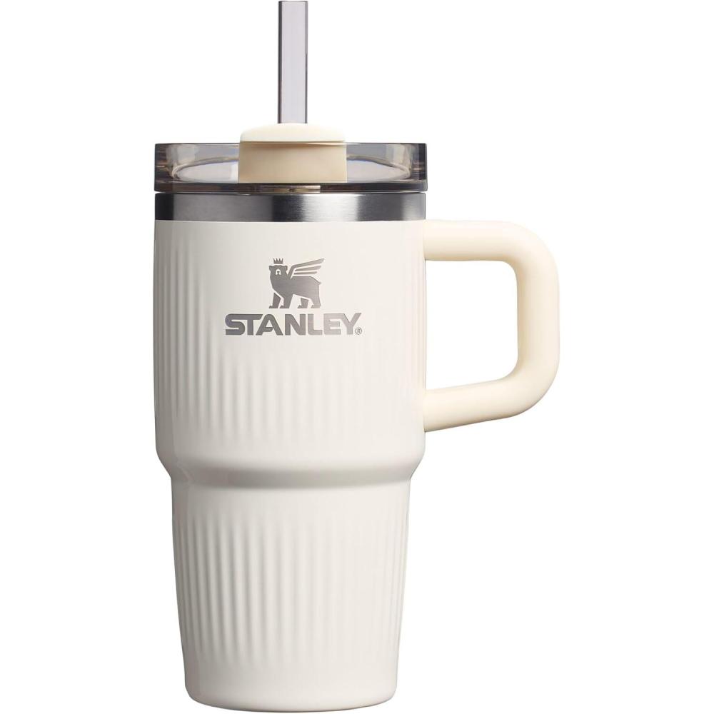 imageSTANLEY Quencher H20 Tumbler with Handle and Straw 30 oz  Flowstate 3Position Lid  Cup Holder Compatible for Travel  Insulated Stainless Steel Cup  BPAFree  Rose Petal ShimmerFluted Cream Gloss