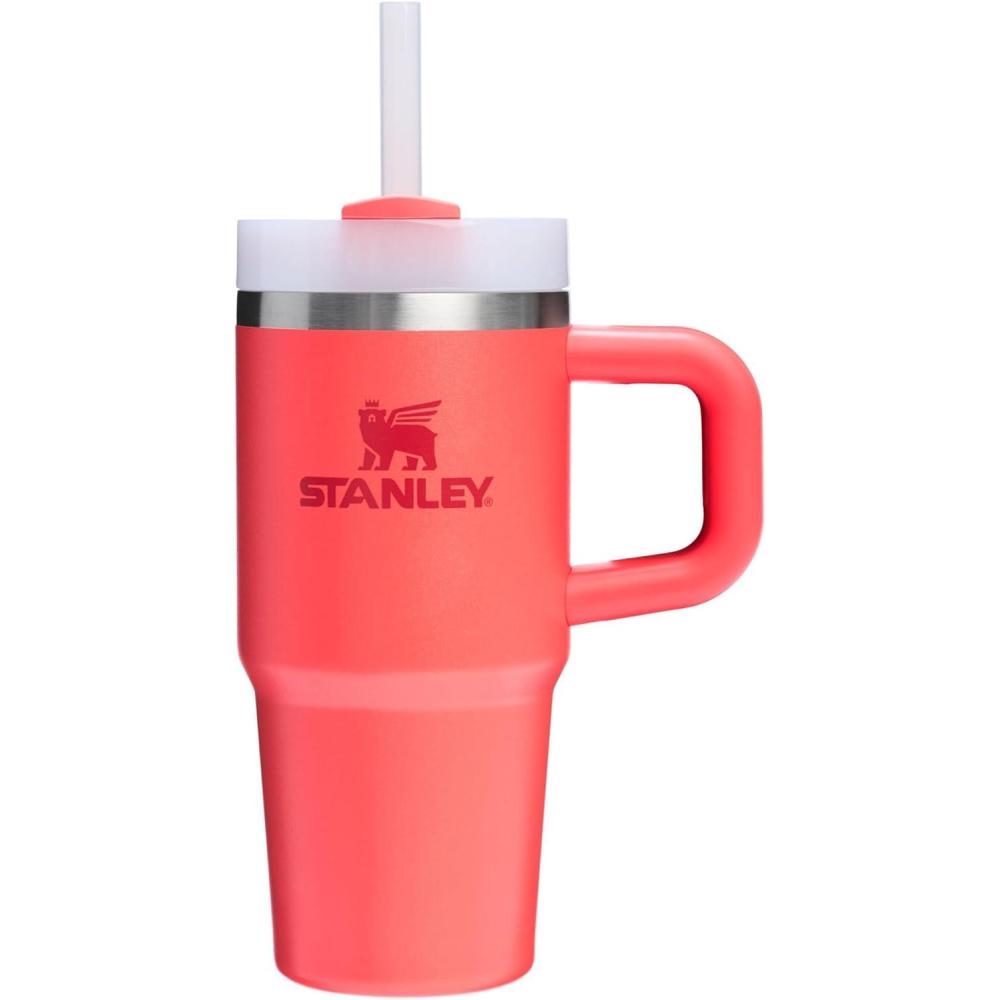 imageSTANLEY Quencher H20 Tumbler with Handle and Straw 30 oz  Flowstate 3Position Lid  Cup Holder Compatible for Travel  Insulated Stainless Steel Cup  BPAFree  Rose Quartz 20Hot Coral