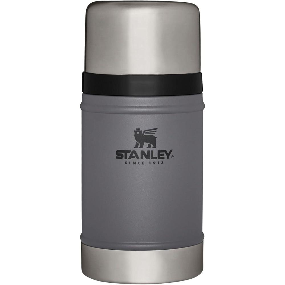 imageSTANLEY Vacuum Insulated Large Food Jar 188 Stainless Steel Food Jar for Cold and Hot Food Soup Thermos with Leak Proof Lid Doubles as Cup Wide Mouth Food ThermosCharcoal