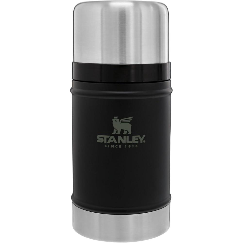 imageSTANLEY Vacuum Insulated Large Food Jar 188 Stainless Steel Food Jar for Cold and Hot Food Soup Thermos with Leak Proof Lid Doubles as Cup Wide Mouth Food ThermosMatte Black