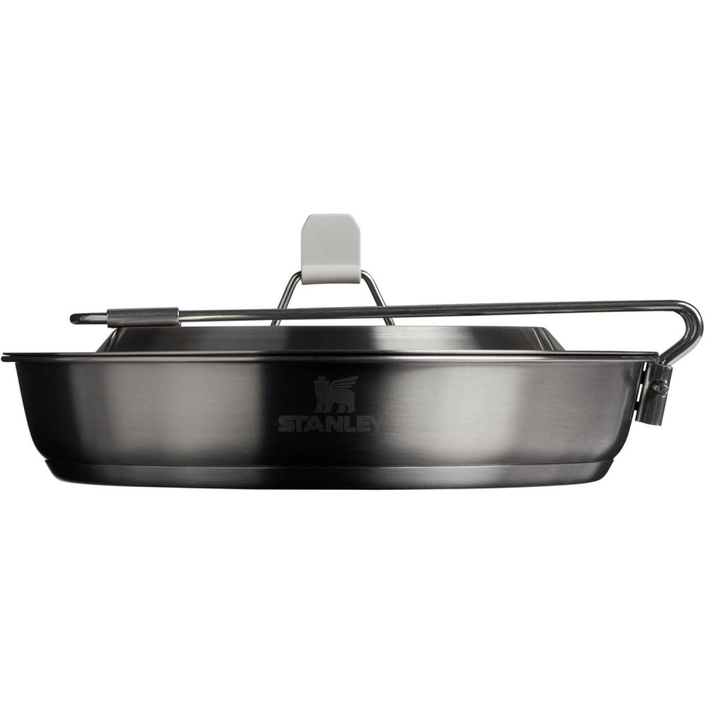 imageSTANLEY Wildfare Pro 15Piece Stainless Steel Fry Pan Cook Set  875 in Fry Pan with Fold ampamp Lock Handle  Plates and Utensils  Camping Essentials for Your Camp Kitchen  BPAFreePale Pebble  Stone