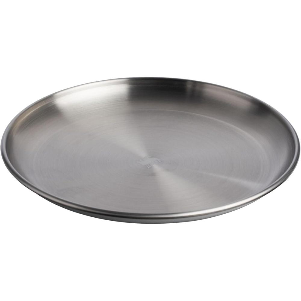 imageSTANLEY Wildfare Pro Stainless Steel Plate 8 in Stackable Plate Packable Outdoor Dishware Camping Essentials for Your Camp Kitchen BPAFree Pale Pebble ampamp Stone8inch3 23ounce