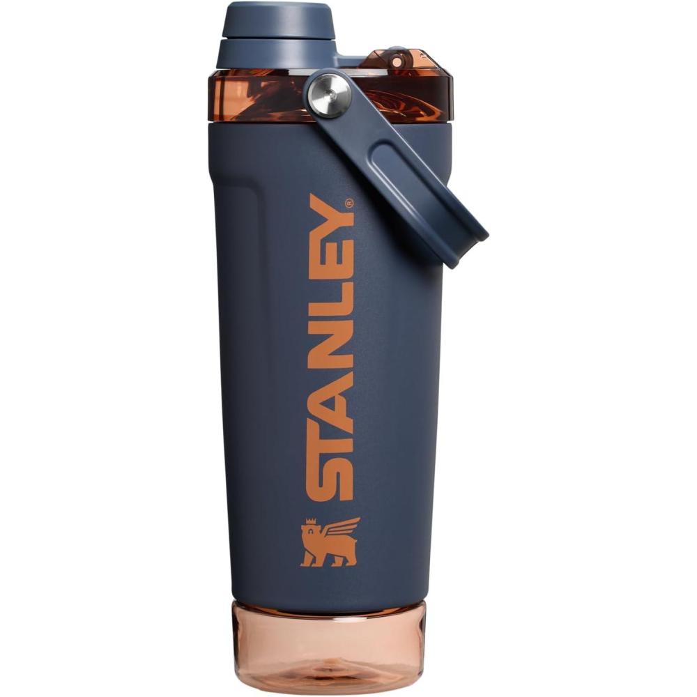 imageStanley Activate Shaker Bottle 20 oz  Leakproof Insulated Stainless Steel Shaker Cup  Base Storage and Twist On Fast Flow Lid  Protein Shakes and Pre Workout Powder  BPAFree  TwilightTwilight