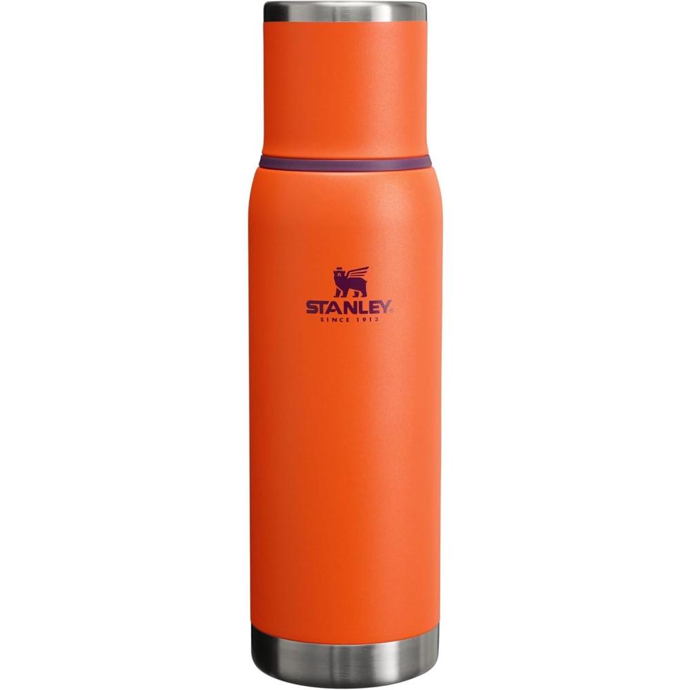 imageStanley AdventureToGo Vacuum Bottle 11 qt  Wide Mouth wLeakproof Cup Lid  Keep Drinks Hot or Cold  Packable for Travel  Insulated Stainless Steel Thermal Bottle  BPAFree  Hammertone GreenTigerlily Plum