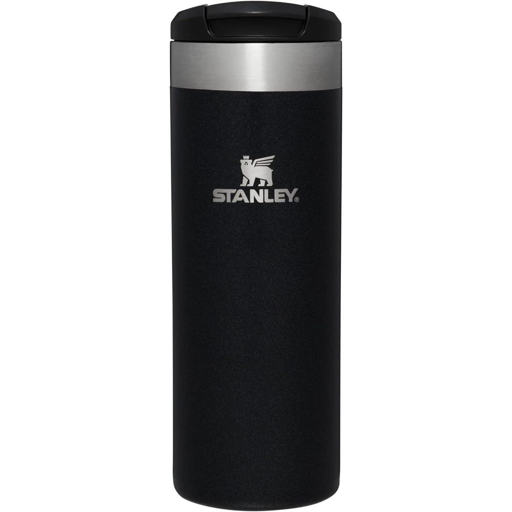 imageStanley AeroLight Transit Bottle 20 oz Locking Drink Through Lid Leak Resistant Water Bottle or Coffee Travel Mug Lightweight Insulated Stainless Steel BPAFree Rose QuartzBlack Glimmer