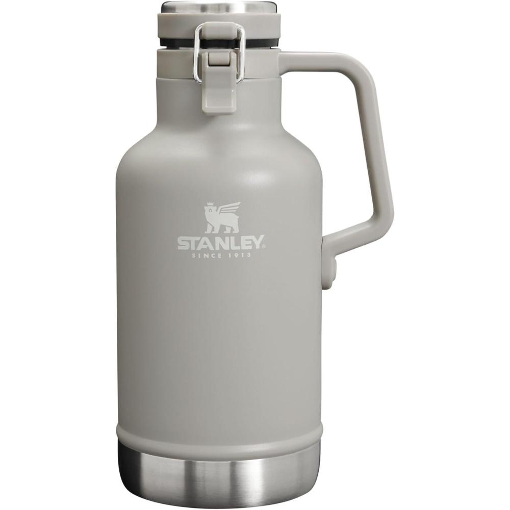 imageStanley Classic EasyPour Growler 64 oz Keeps Beer Cold or Coffee Hot Leakproof Steel Lined Lid and Easy to Carry Handle Insulated Stainless Steel BPAFree GreenAsh