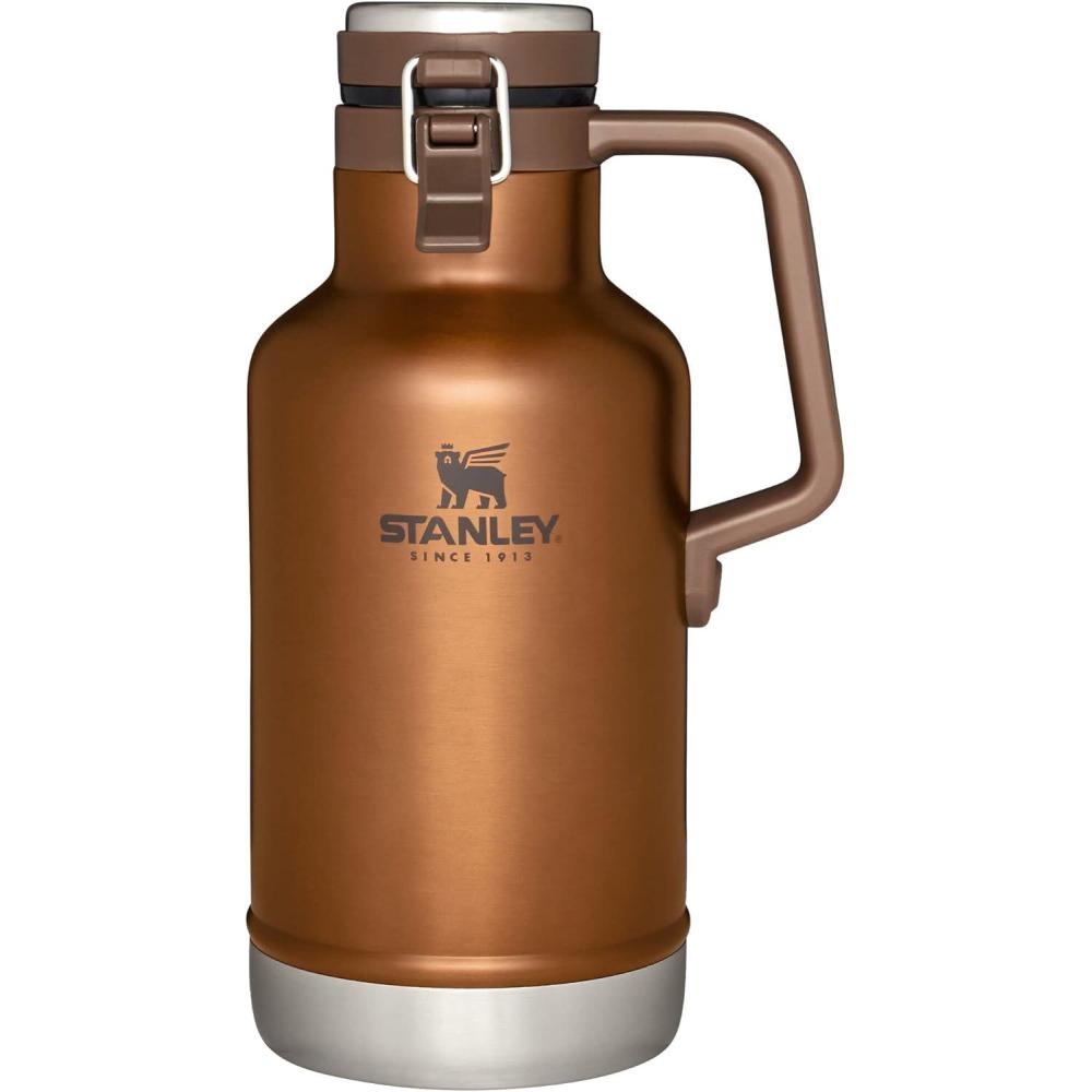imageStanley Classic EasyPour Growler 64 oz  Keeps Beer Cold or Coffee Hot  Leakproof Steel Lined Lid and Easy to Carry Handle  Insulated Stainless Steel  BPAFree  GreenMaple