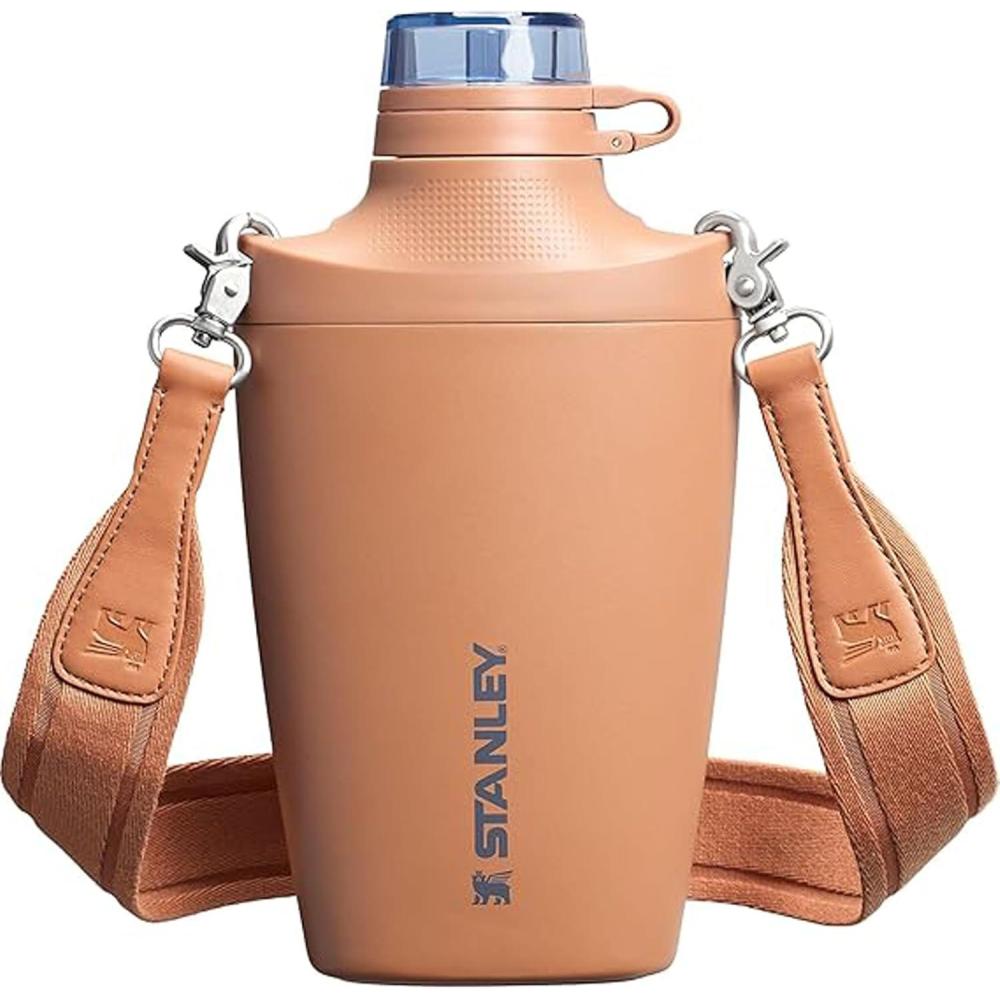 imageStanley Cross Bottle 23 oz  Travel Water Bottle with Jacquard Strap  Leakproof Tritan Lid with Removable Straw  Insulated Stainless Steel  BPAFree  Toast VRTToast VRT