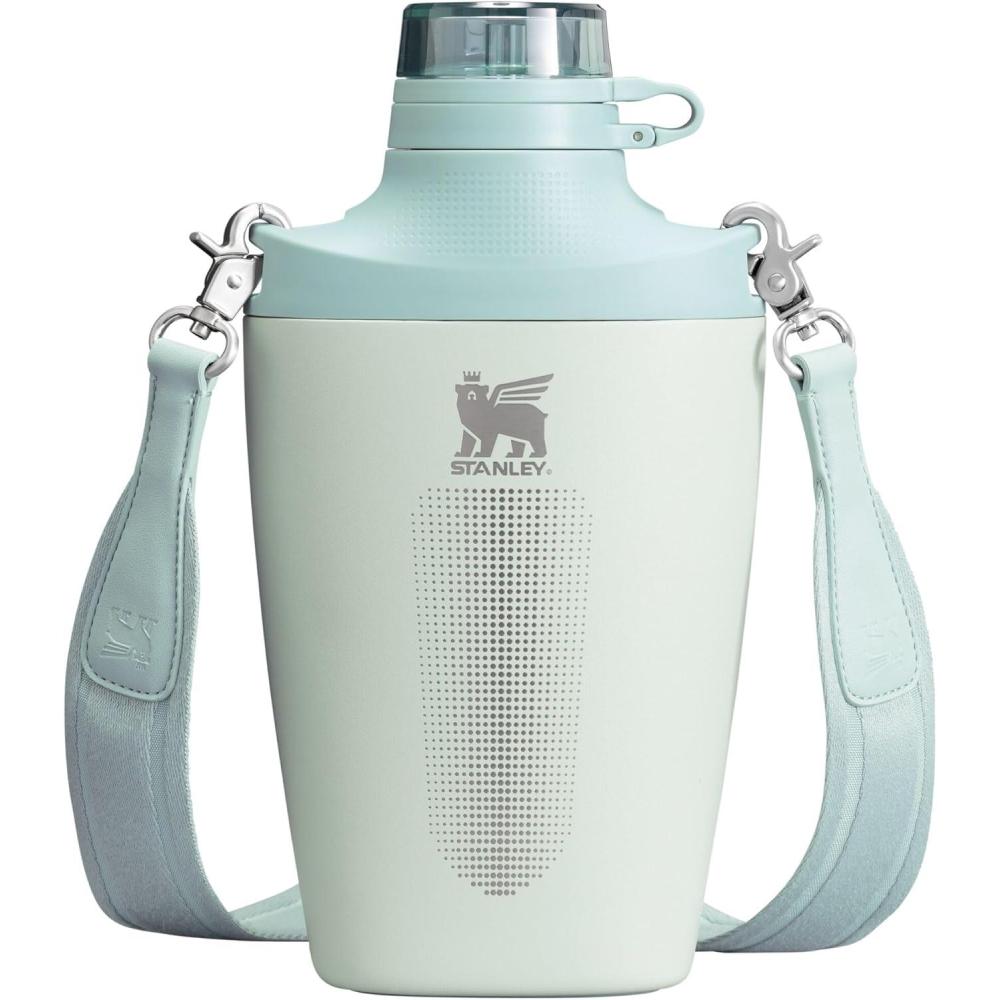 imageStanley Cross Bottle 23 oz  Travel Water Bottle with Jacquard Strap  Leakproof Tritan Lid with Removable Straw  Insulated Stainless Steel  BPAFree  Toast VRTMist