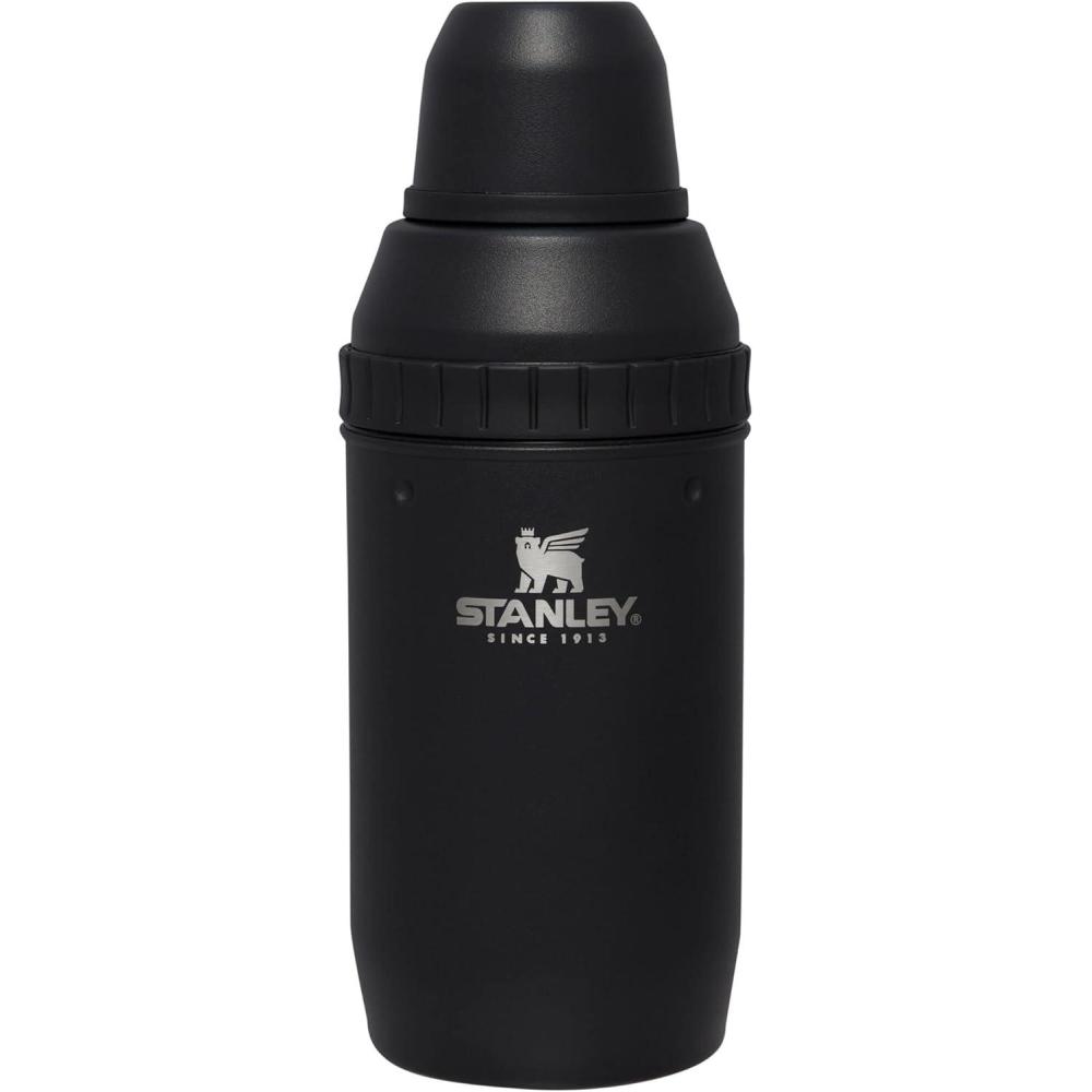imageStanley Happy Hour Cocktail Shaker Set 20 oz  Bartender Kit for Camping and Travel  Cocktail Drink Mixing Set with 2 Cups  Insulated Stainless Steel  BPAFree  Black 20Matte Black