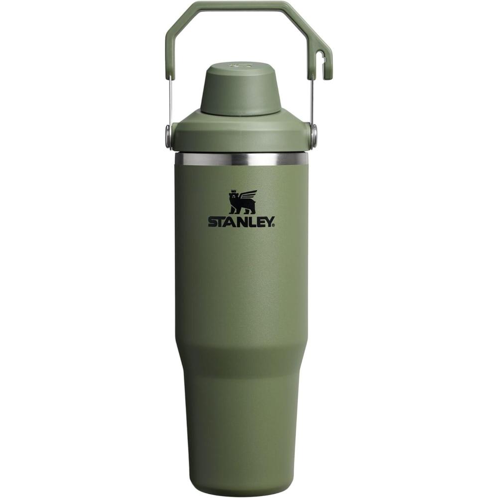 imageStanley IceFlow 20 Fast Flow Tumbler with Handle 40 oz Twist On Angled Spout Lid Leakproof Water Bottle Insulated Stainless Steel BPAFree Black 20Dried Pine