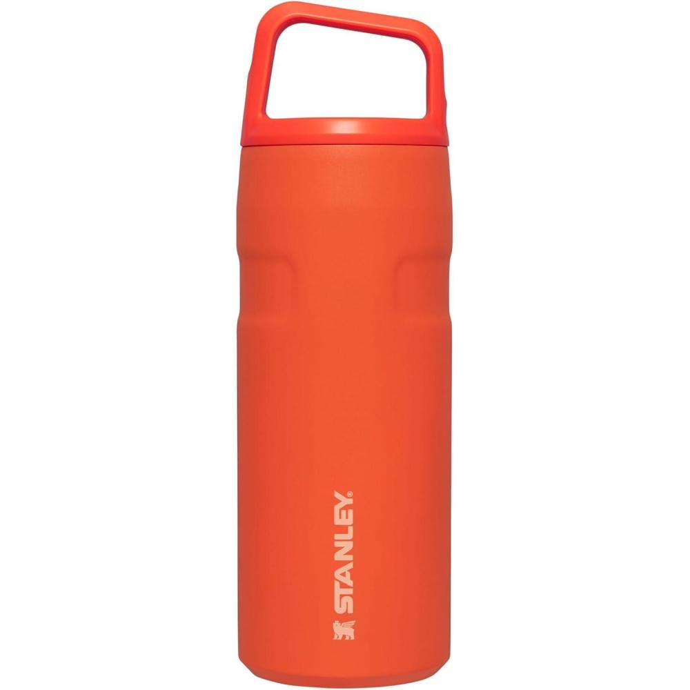 imageStanley IceFlow Cap and Carry Water Bottle  Wide Mouth Twist Lid  Lightweight ampamp Leakproof for Travel ampamp Sports  Insulated Stainless Steel  BPAFreeTigerlily