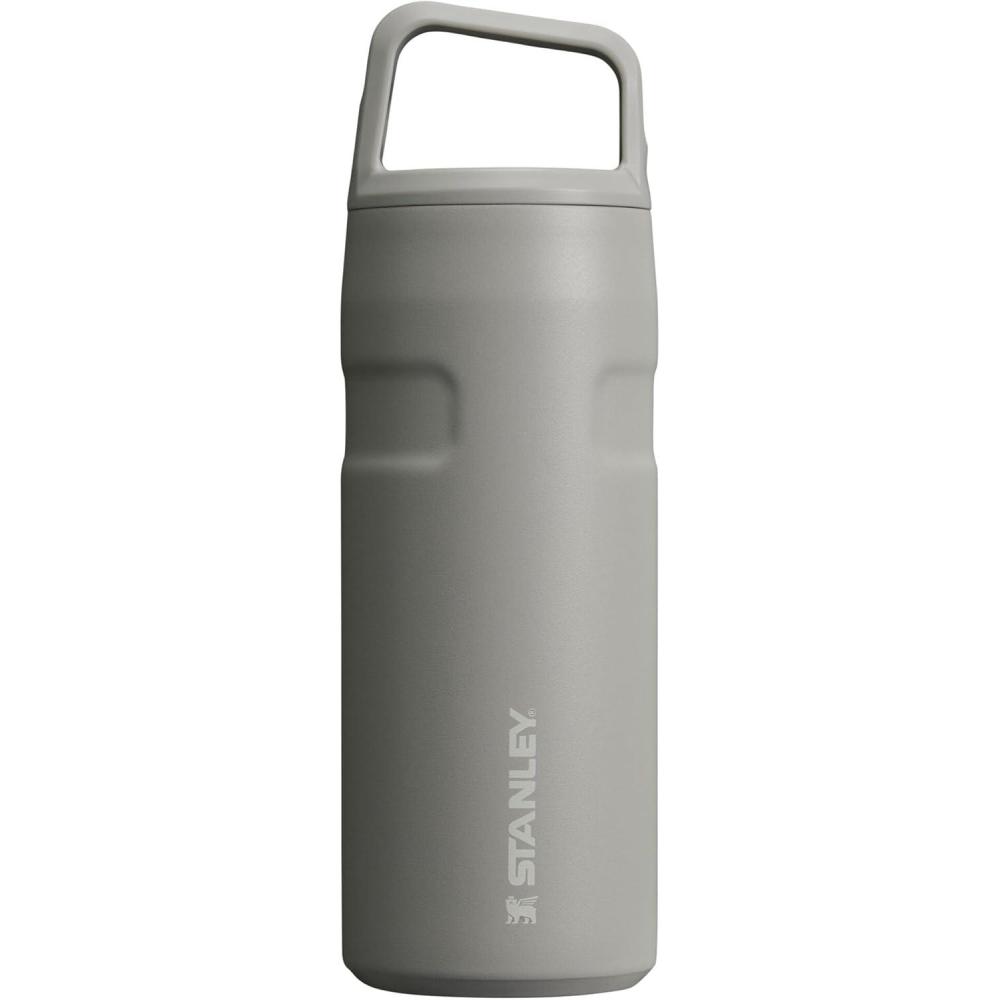 imageStanley IceFlow Cap and Carry Water Bottle  Wide Mouth Twist Lid  Lightweight ampamp Leakproof for Travel ampamp Sports  Insulated Stainless Steel  BPAFreeAsh