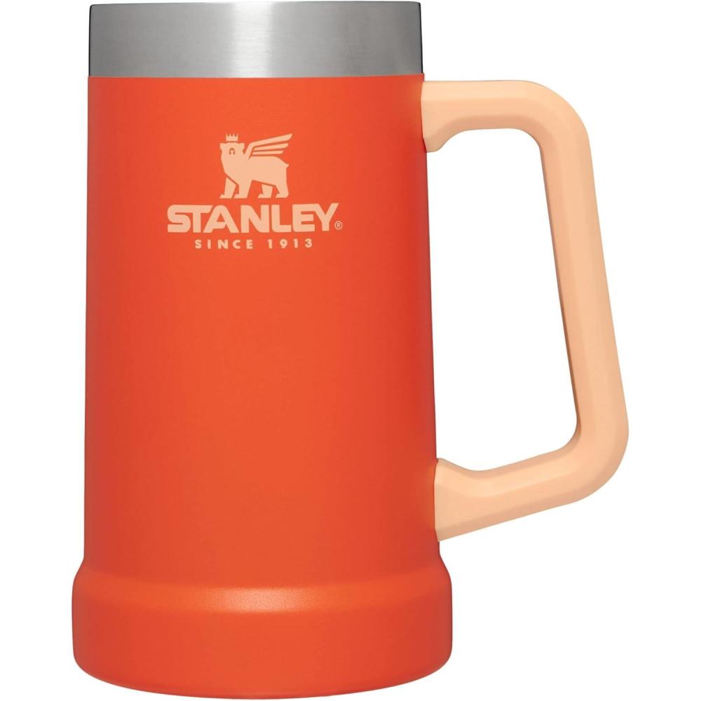 imageStanley StayChill Beer Stein 24 oz  Heavy Duty Big Grip Handle  Beer Tumbler Drink Cup Holds 2 Cans  Insulated Stainless Steel Party Mug  BPAFreeTigerlily