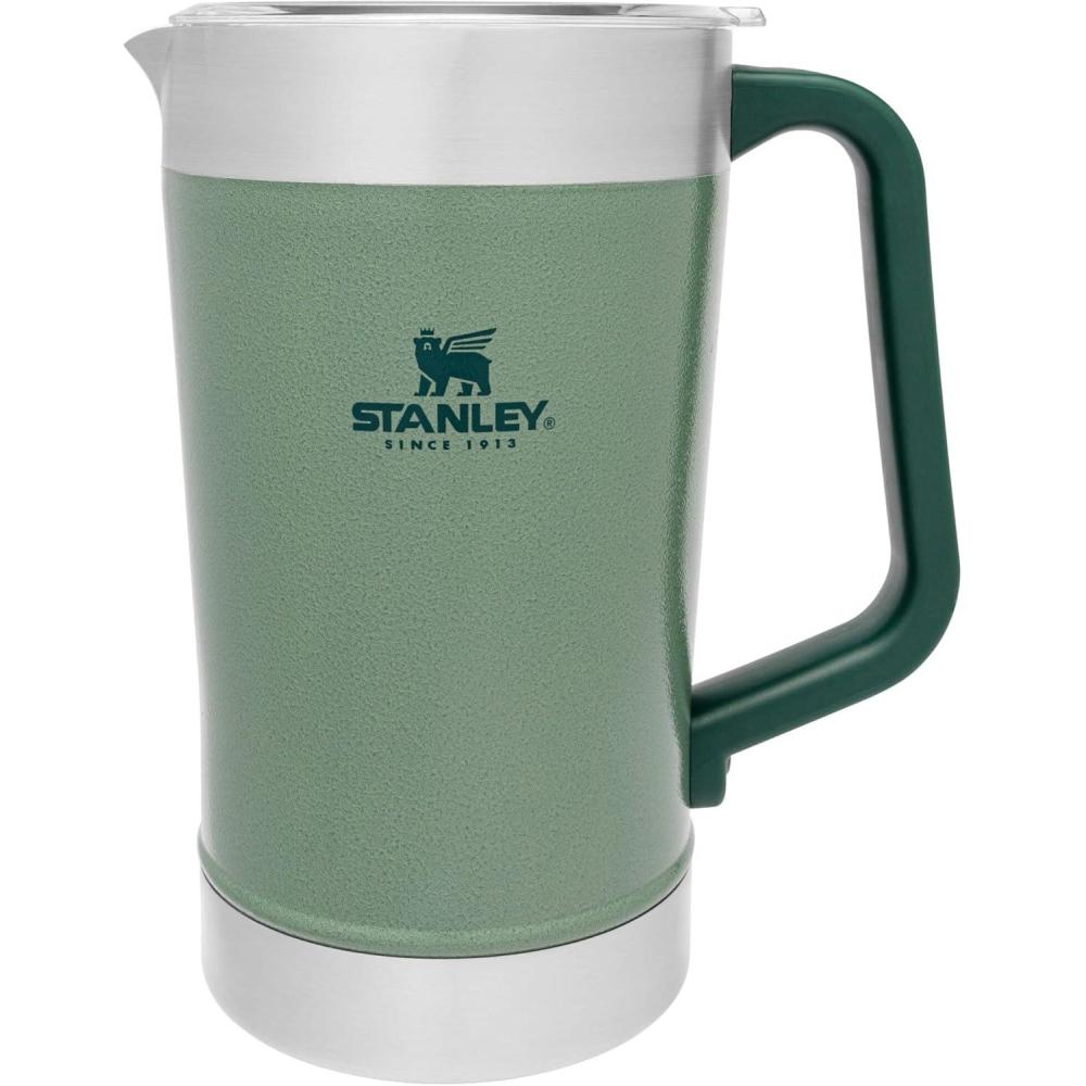 imageStanley StayChill Pitcher 64 oz  Cold Water Beer and Drink Pitcher with Lid  Large Capacity Durable Beverage Container with Handle  Insulated Stainless Steel  BPAFreeHammertone Green