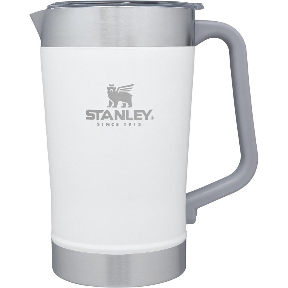imageStanley StayChill Pitcher 64 oz Cold Water Beer and Drink Pitcher with Lid Large Capacity Durable Beverage Container with Handle Insulated Stainless Steel BPAFreePolar