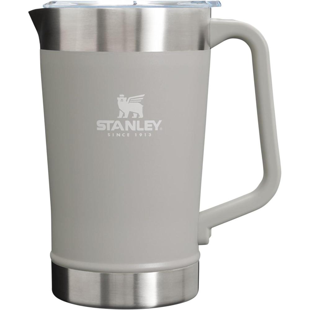 imageStanley StayChill Pitcher 64 oz  Cold Water Beer and Drink Pitcher with Lid  Large Capacity Durable Beverage Container with Handle  Insulated Stainless Steel  BPAFreeAsh