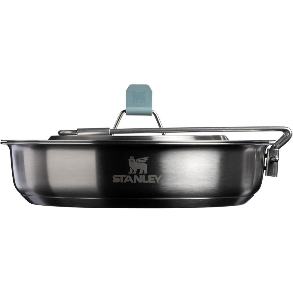 imageStanley Wildfare Core 12Piece Stainless Steel Fry Pan Cook Set 1 qt Fry Pan with Fold ampamp Lock Handle Plates Utensils Spatula Camping Essentials for Your Camp Kitchen BPAFree1 QT