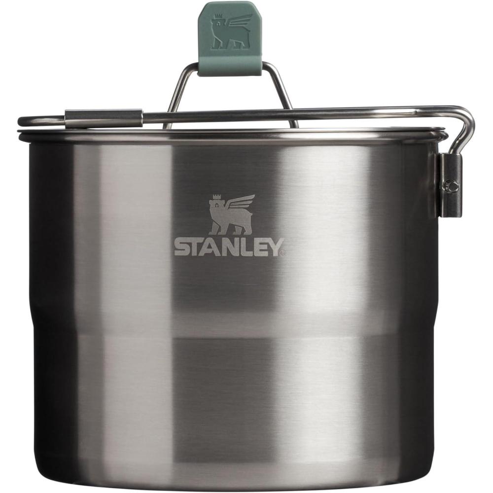 imageStanley Wildfare Go Two Bowl Mess Kit 8pc Portable Pot ampamp Cookware Set 125qt Stainless Steel Pot wLocking Handle Lid 2 Bowls ampamp SporksShale Charcoal
