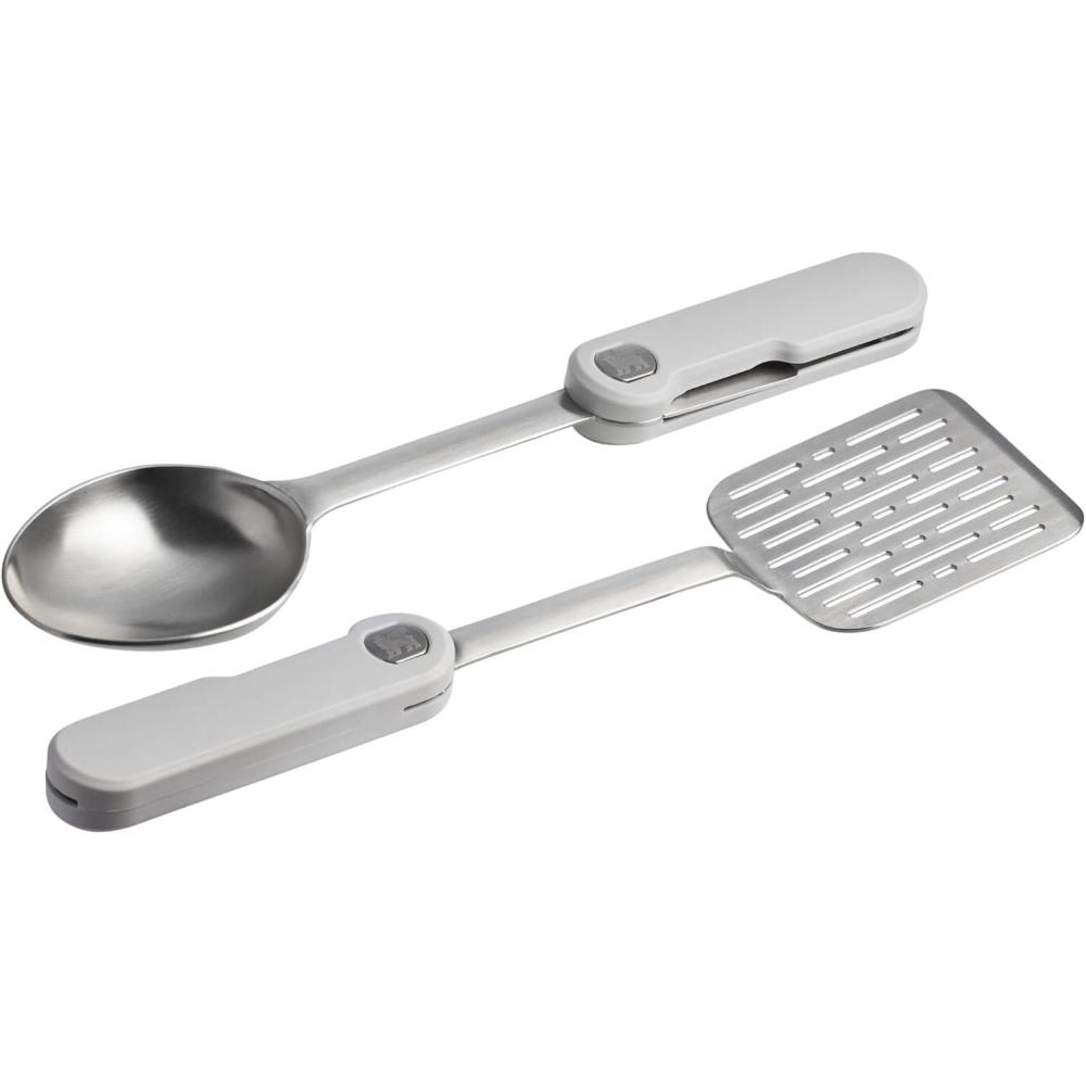 imageStanley Wildfare Pro Stainless Steel Fold ampamp Go Utensil Set Folding Spatula and Spoon Packable Outdoor Cookware Camping Essentials for Your Camp Kitchen BPAFree Pale Pebble ampamp Stone