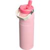 STANLEY IceFlow Flip Straw 2.0 Water Bottle 24 OZ | Built-In Straw with Larger Opening | Lightweight & Leak-Resistant | Insulated Stainless Steel | BPA-Free | Black 2.0(Strawberry Cream)