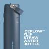 STANLEY IceFlow Flip Straw 2.0 Water Bottle 24 OZ | Built-In Straw with Larger Opening | Lightweight & Leak-Resistant | Insulated Stainless Steel | BPA-Free | Black 2.0(Azure)